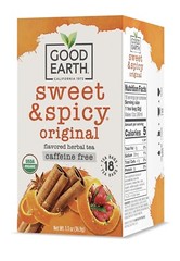 NEW – Lot 4 Boxes Good Earth Sweet & Spicy Caffeine Free Organic TEA (72 Total)