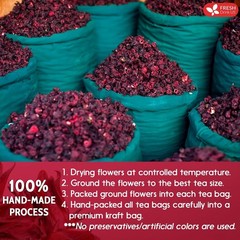 , Premium 140 Hibiscus Flowers Tea Bags, 100% Natural, Handmade & Pure from Hibi