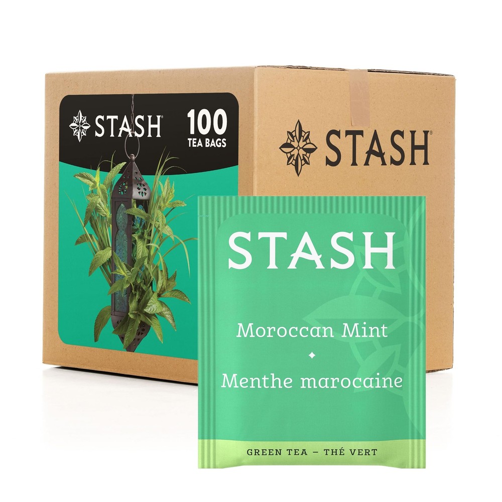 Stash Tea Moroccan Mint Green Tea, Box of 100 Tea Bags (Packaging May Vary)