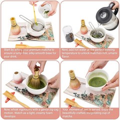 8 Pack Matcha Whisk Set, Japanese Matcha Tea Set, Ceramic Mixing Bowl with Sp…