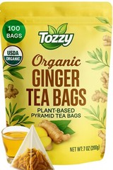 Organic Ginger Tea Bags – 100 Count (Plant-Based Pyramid Tea Bags)