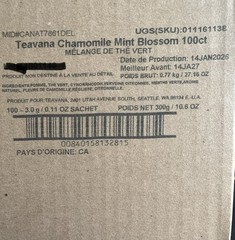 Starbucks Teavana Chamomile Mint Blossom Bouquet Green Tea Blend 100ct satchets