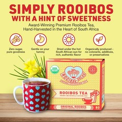 Caffeine Free Organic Rooibos Tea Bags 80 Naturally Sweet Herbal Low Tannin