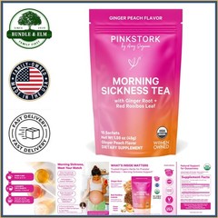 Organic Morning Sickness Tea with Ginger-Peach Flavor – 15 Sachets for Pregnancy