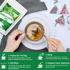 Soursop Tea Bags 100% Natural Graviola Leaves, Hoja Guanabana Tea, Caffeine Free