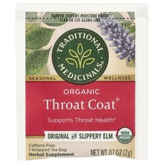 Organic Throat Coat®, Original with Slippery Elm, Caffeine Free, 48 Wrapped Tea