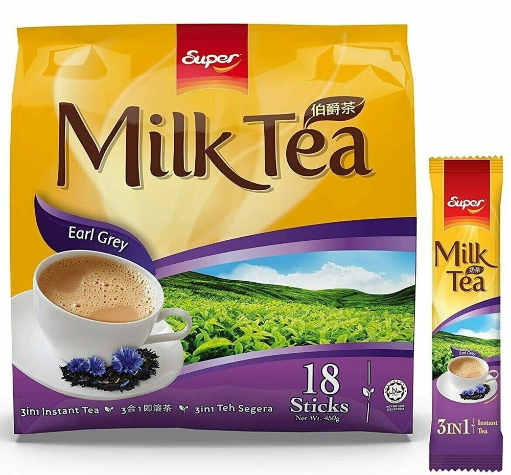 Super 3-In-1 Instant Earl Grey Milk Tea 18 Sticks x 25 g (Pack of 1)