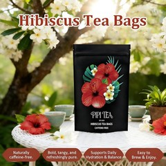 PiPi Tea Organic Hibiscus Tea Bags,Caffeine Free Herbal Tea Rich in Antioxidants