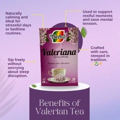 2 Packs VALERIAN TEA 50 BAGS TE DE VALERIANA (Valerian edulis) Made in Mexico