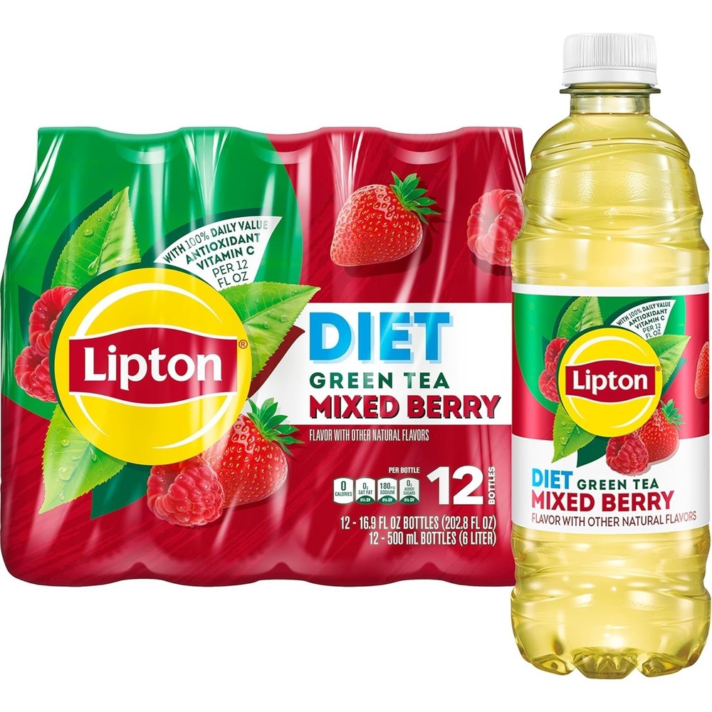 Lipton Diet Mixed Berry Green Tea, 16.9 Fl Oz Bottles (Pack of 12)Free Shipping