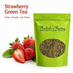 Michele’s Pantry Summer Strawberry Bulk Green Tea-16 oz. Loose Leaf Tea