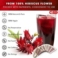 , Premium 140 Hibiscus Flowers Tea Bags, 100% Natural, Handmade & Pure from Hibi