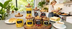 Glass Storage Jars with Wooden Lids – Airtight Containers for Pantry