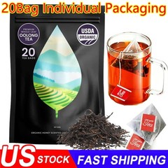 PiPi Tea Organic Oolong Tea Bags – Whole Leaf, 20 Bags (4g Each)-Cortisol &Ca US