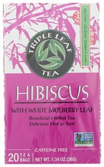 Triple Leaf Tea Hibiscus With White Mulberry 20 Bags Herbal 1.34 Oz 3 Pack