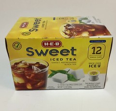 (1) Box HEB K-Cup Pods Sweet Iced Tea 12 Cups Per Box Keurig 2.0 H-E-B Texas