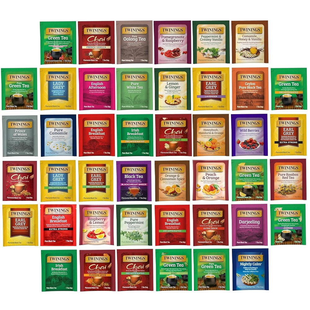 Twinings Tea Bag Sampler 44 Count Variety Pack, Giftable Box for Tea Lovers