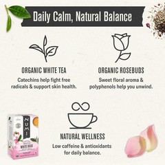 Numi Organic Tea White Rose, 16 Count Box of Tea Bags (Pack of Grocery