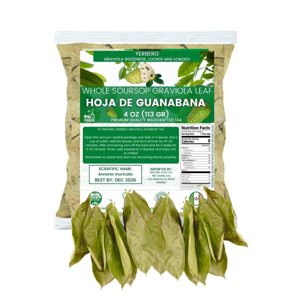 Yerbero Dried Graviola Soursop Leaves 4 oz | 100 Natural Tea from Mexico