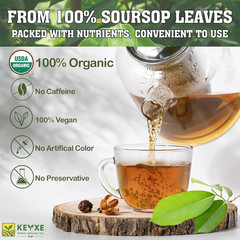 KEYXE – USDA Organic Soursop Graviola Leaves Tea 50 Bags. Non-Gmo Verified , 100
