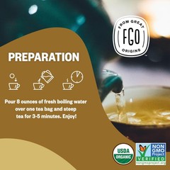 FGO Organic Chamomile Tea, 100 Count, Eco-Conscious Tea 100 Count (Pack of 1)