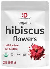 Dried Organic Hibiscus Flowers, 2 Pounds – Cut & Sifted Whole Leaves – Loose …