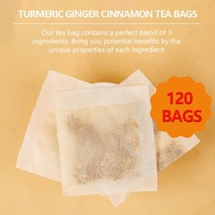 120 Premium Turmeric, Ginger, Cinnamon Blend Tea Bags, Natural No Additive