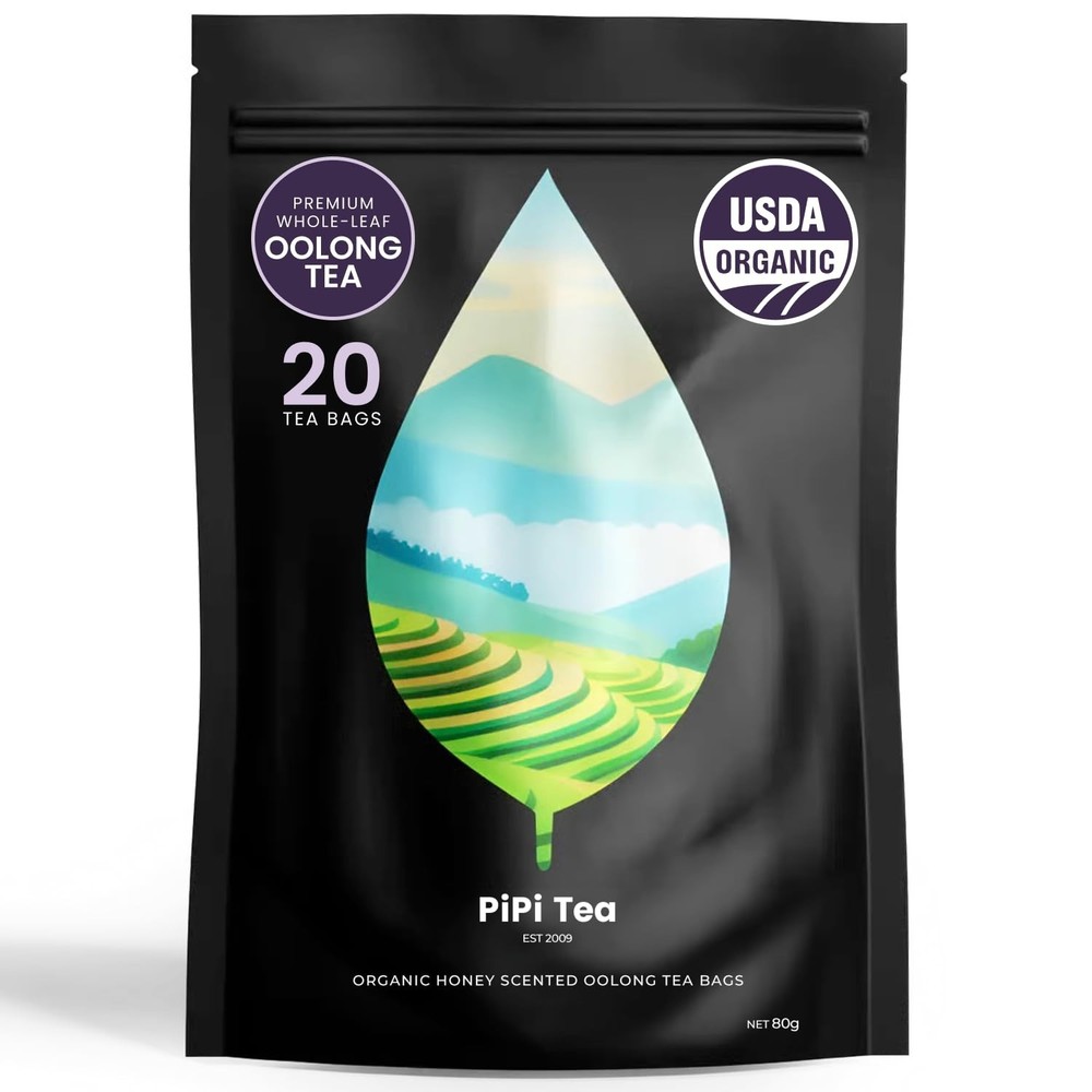 PiPi Tea Organic Oolong Bags – Whole Leaf, 20 (4g Each) 20