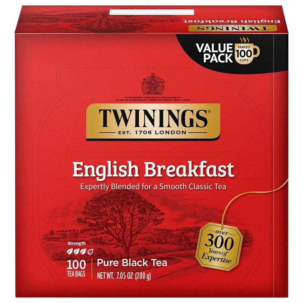 Twinings English Breakfast Black Tea, 100 Individually Wrapped Tea Bags