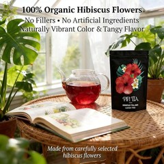 PiPi Tea Organic Hibiscus Tea Bags – Caffeine Free Herbal Tea Rich in Antioxi US